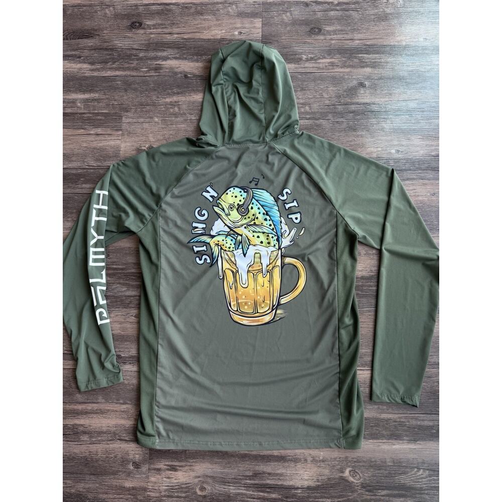 Palmyth Sun Hoodie Men M Olive Fishing Lightweight Neck Gaiter UPF Performance